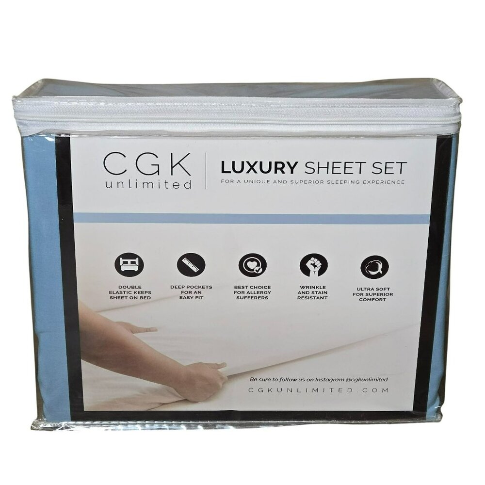 CGK Linens Ultra Soft Microfiber 4-Pc Twin XL Sheet Set Deep Pockets LIGHT BLUE